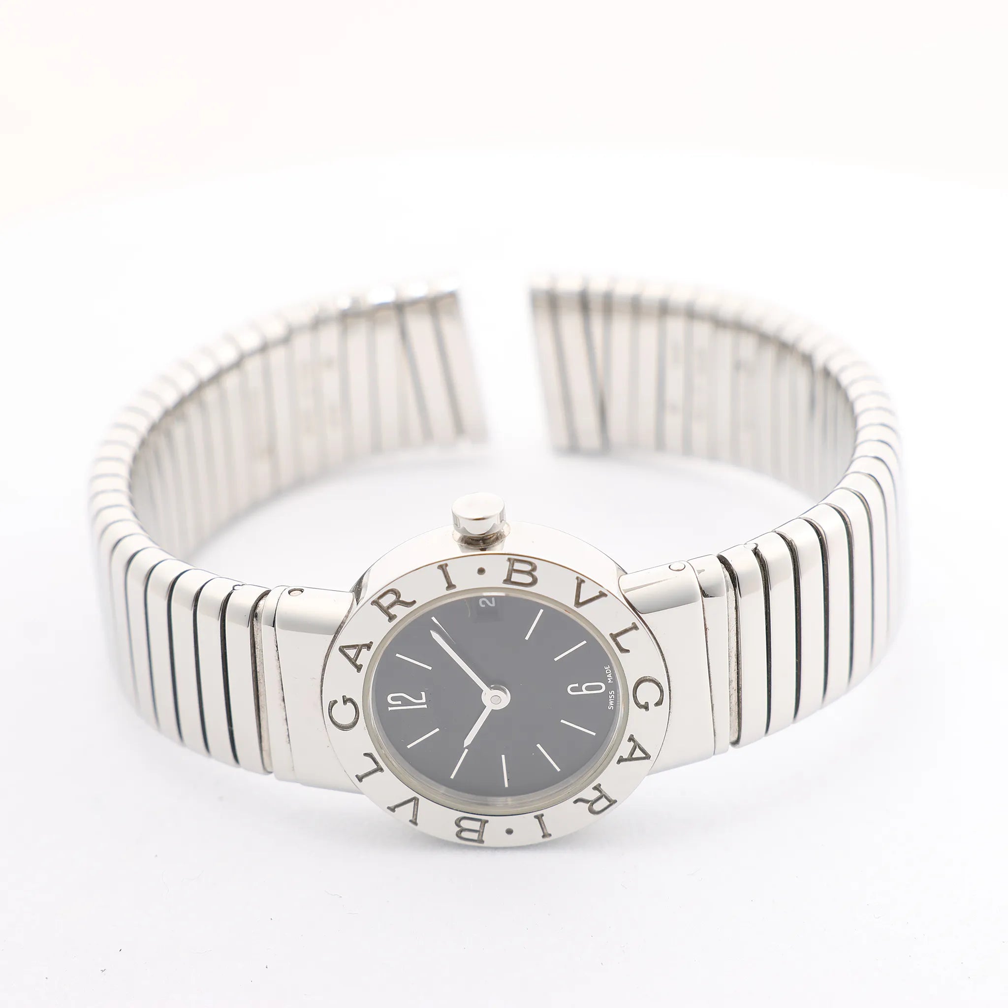 Bvlgari Bvlgari Bvlgari Tubogas BB232TS D235898 SS QZ Watch with Black Dial