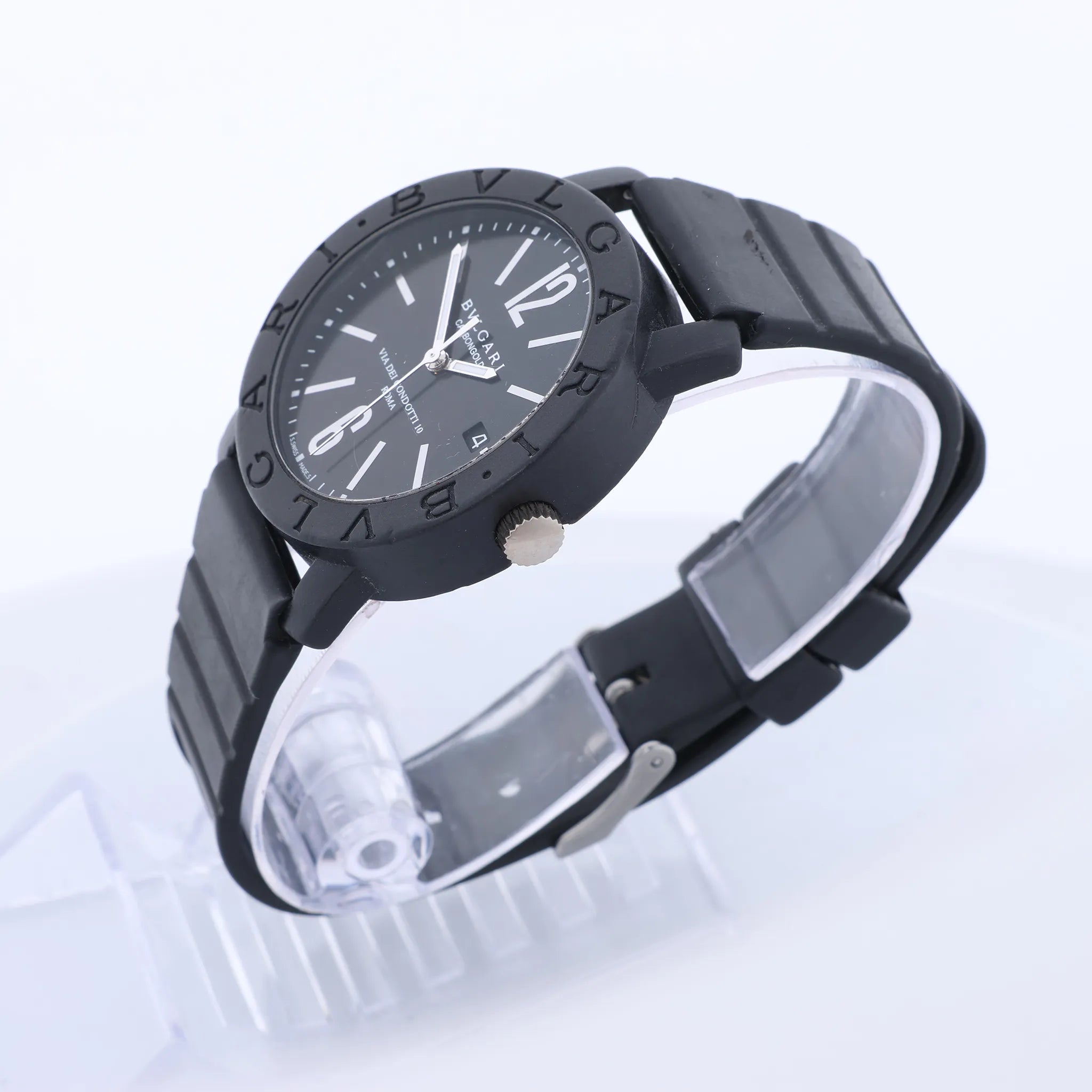 Bvlgari Bvlgari Bvlgari BB40CL L22471 Carbon x SS x Rubber AT Watch with Black Dial