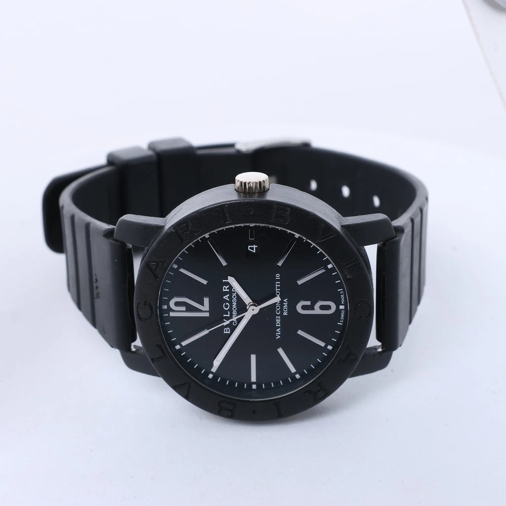 Bvlgari Bvlgari Bvlgari BB40CL L22471 Carbon x SS x Rubber AT Watch with Black Dial