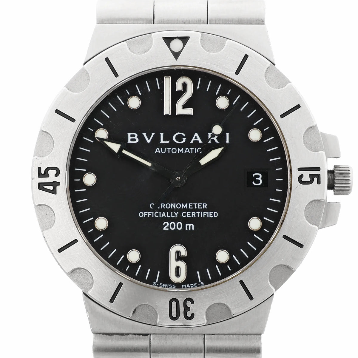 Bvlgari Diagono Scuba SD38S D14344 SS AT Watch with Black Dial