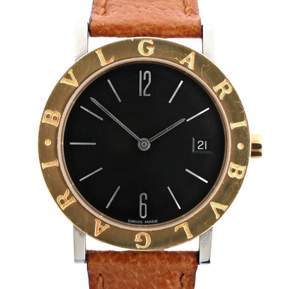 Bvlgari Bvlgari Bvlgari  BB33 SGL L 238436 SS YG Leather QZ Watch with Black Dial