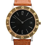 Bvlgari Bvlgari Bvlgari  BB33 SGL L 238436 SS YG Leather QZ Watch with Black Dial