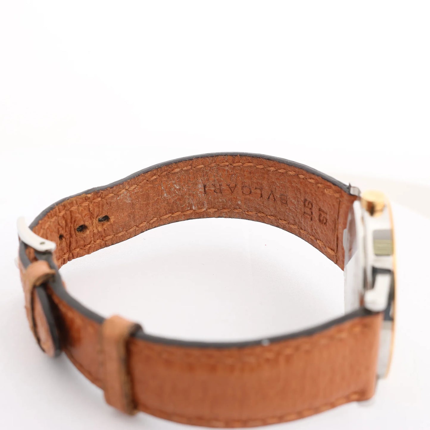 Bvlgari Bvlgari Bvlgari  BB33 SGL L 238436 SS YG Leather QZ Watch with Black Dial