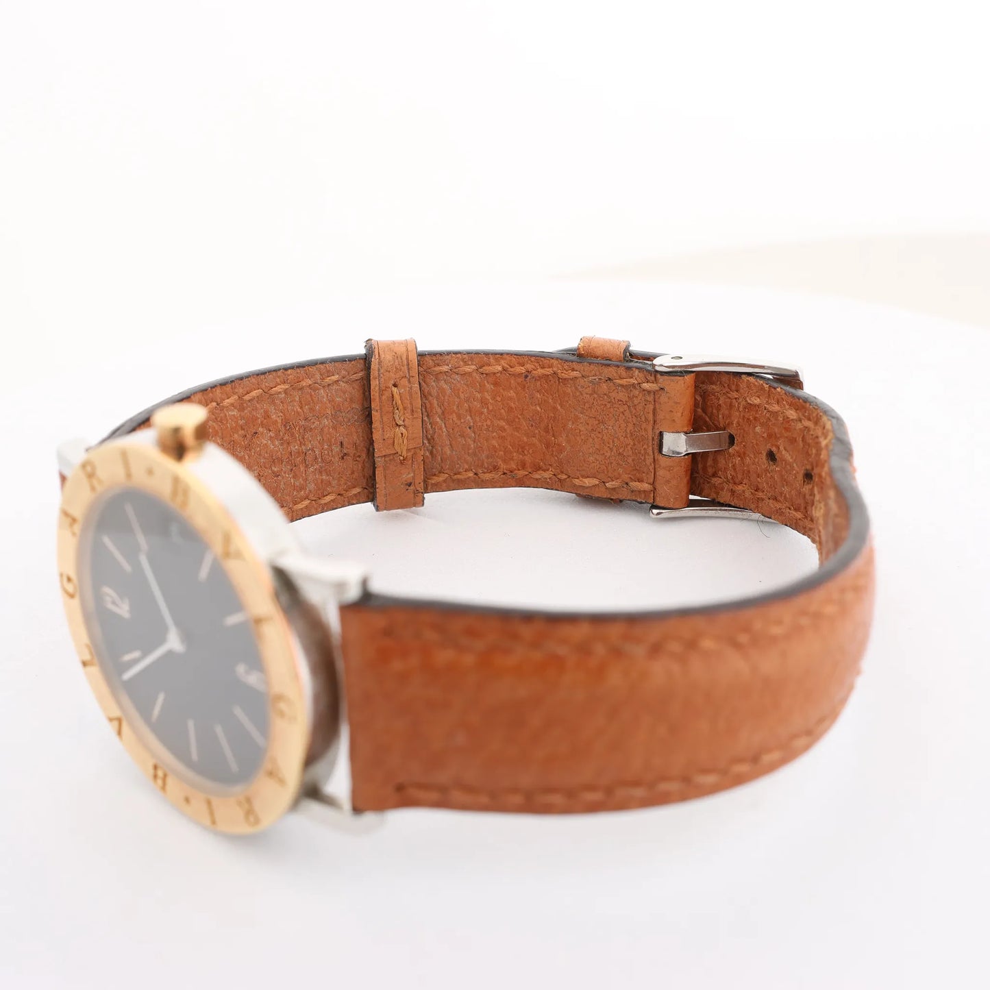 Bvlgari Bvlgari Bvlgari  BB33 SGL L 238436 SS YG Leather QZ Watch with Black Dial