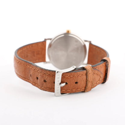 Bvlgari Bvlgari Bvlgari  BB33 SGL L 238436 SS YG Leather QZ Watch with Black Dial