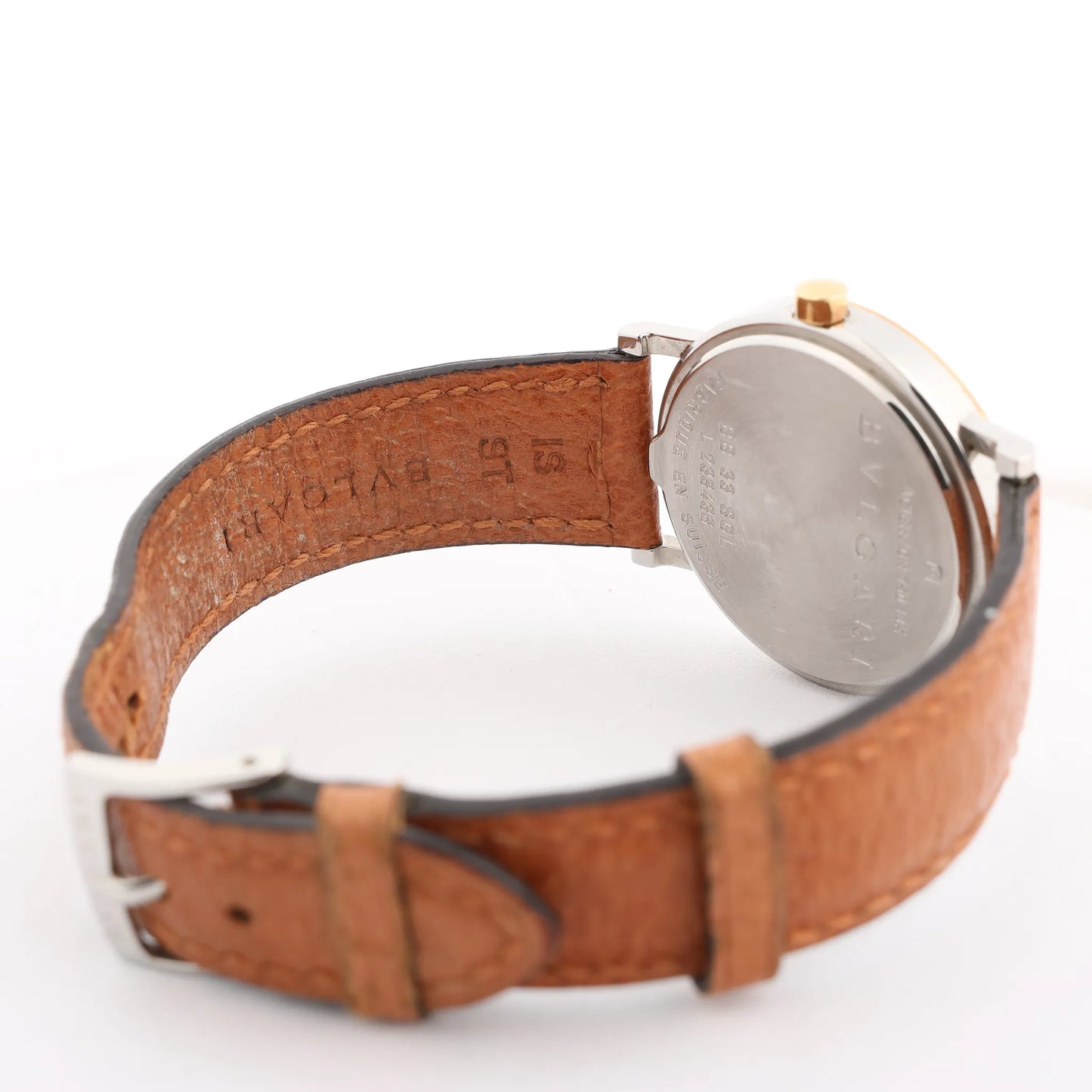 Bvlgari Bvlgari Bvlgari  BB33 SGL L 238436 SS YG Leather QZ Watch with Black Dial