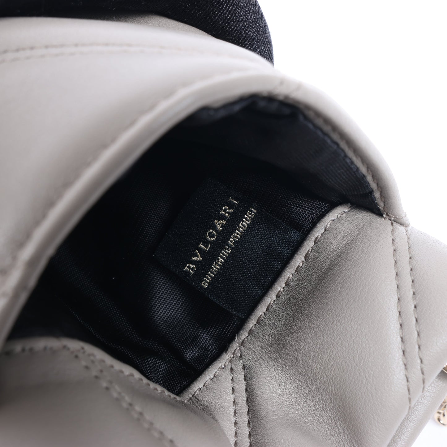 BVLGARI Serpenti Cabochon Chain Leather Shoulder Bag in Gray