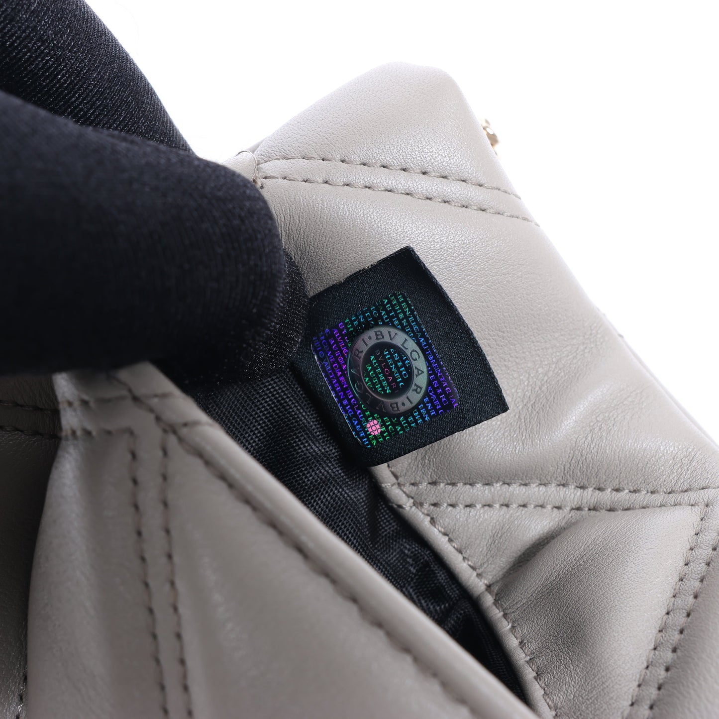 BVLGARI Serpenti Cabochon Chain Leather Shoulder Bag in Gray