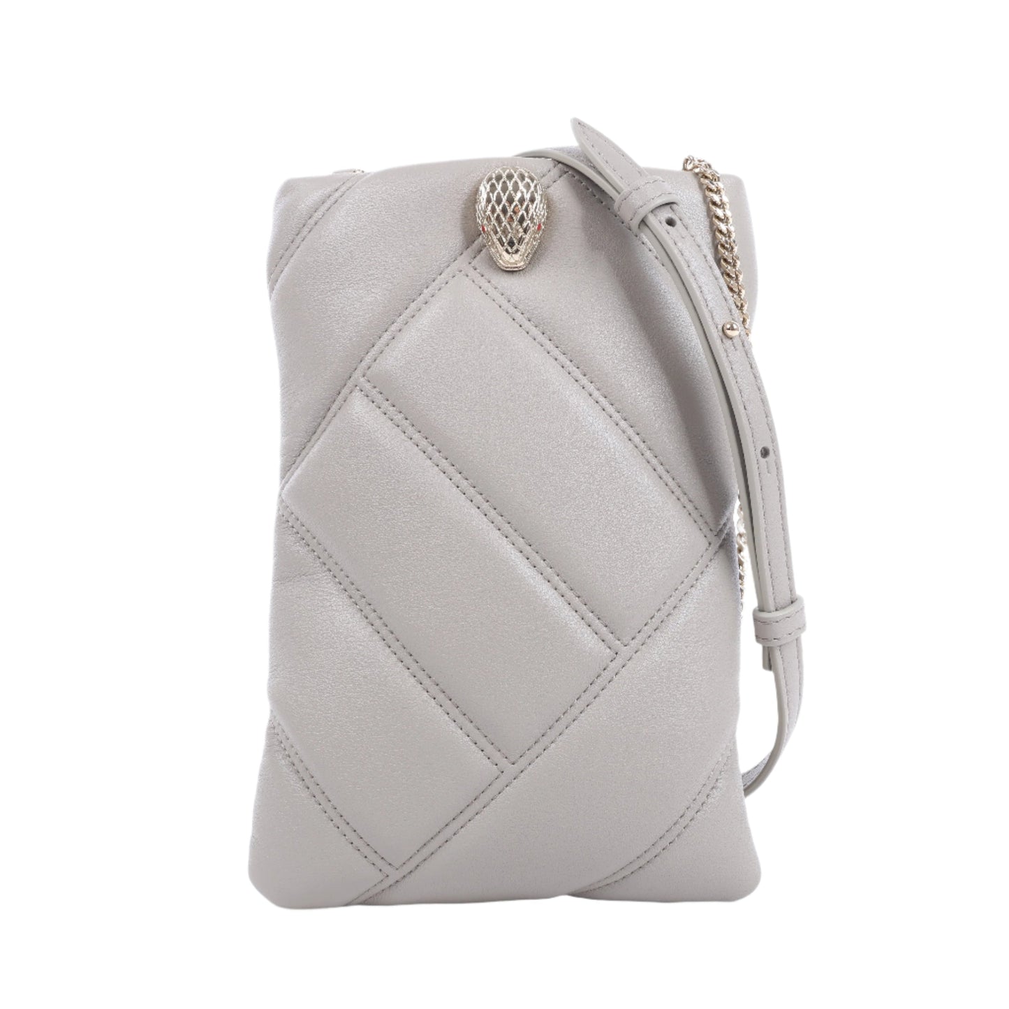 BVLGARI Serpenti Cabochon Chain Leather Shoulder Bag in Gray