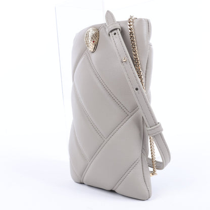 BVLGARI Serpenti Cabochon Chain Leather Shoulder Bag in Gray