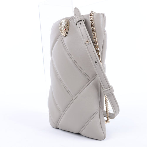 Bolso de hombro BVLGARI Serpenti de piel con cadena de cabujón en gris
