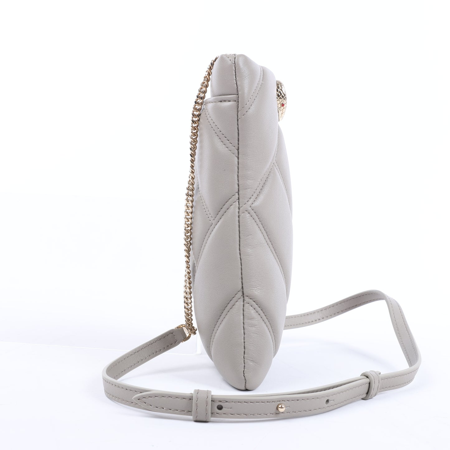 BVLGARI Serpenti Cabochon Chain Leather Shoulder Bag in Gray