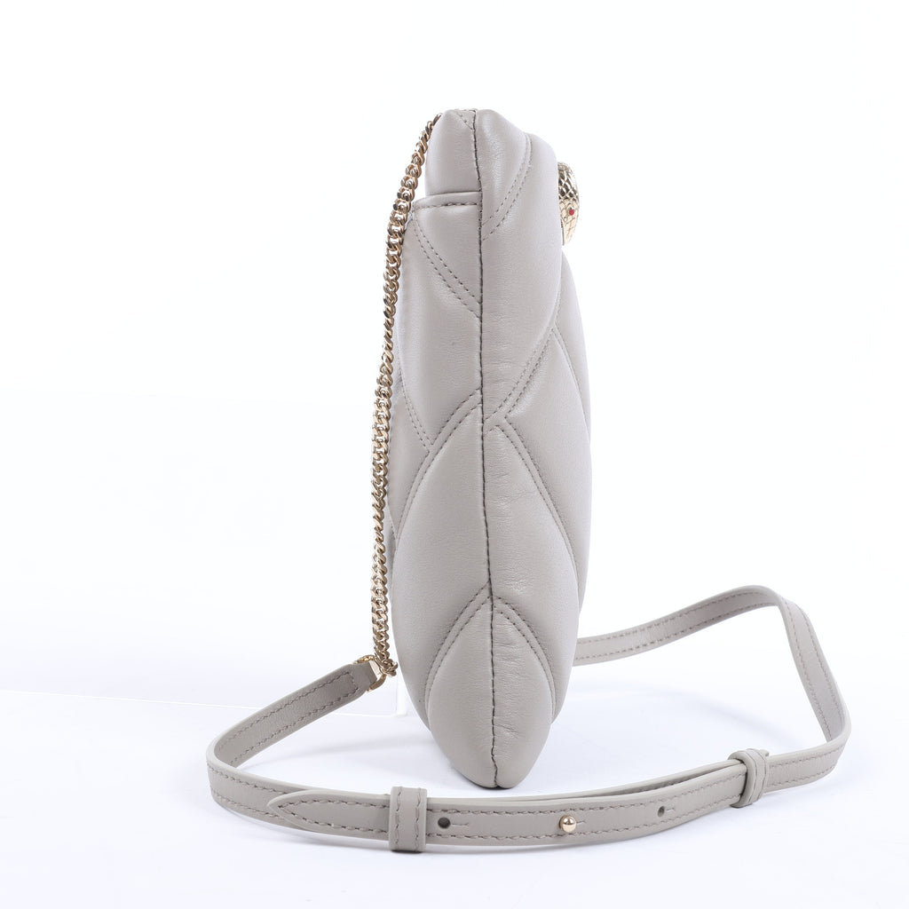 BVLGARI Serpenti Cabochon Chain Leather Shoulder Bag in Gray
