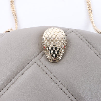 BVLGARI Serpenti Cabochon Chain Leather Shoulder Bag in Gray