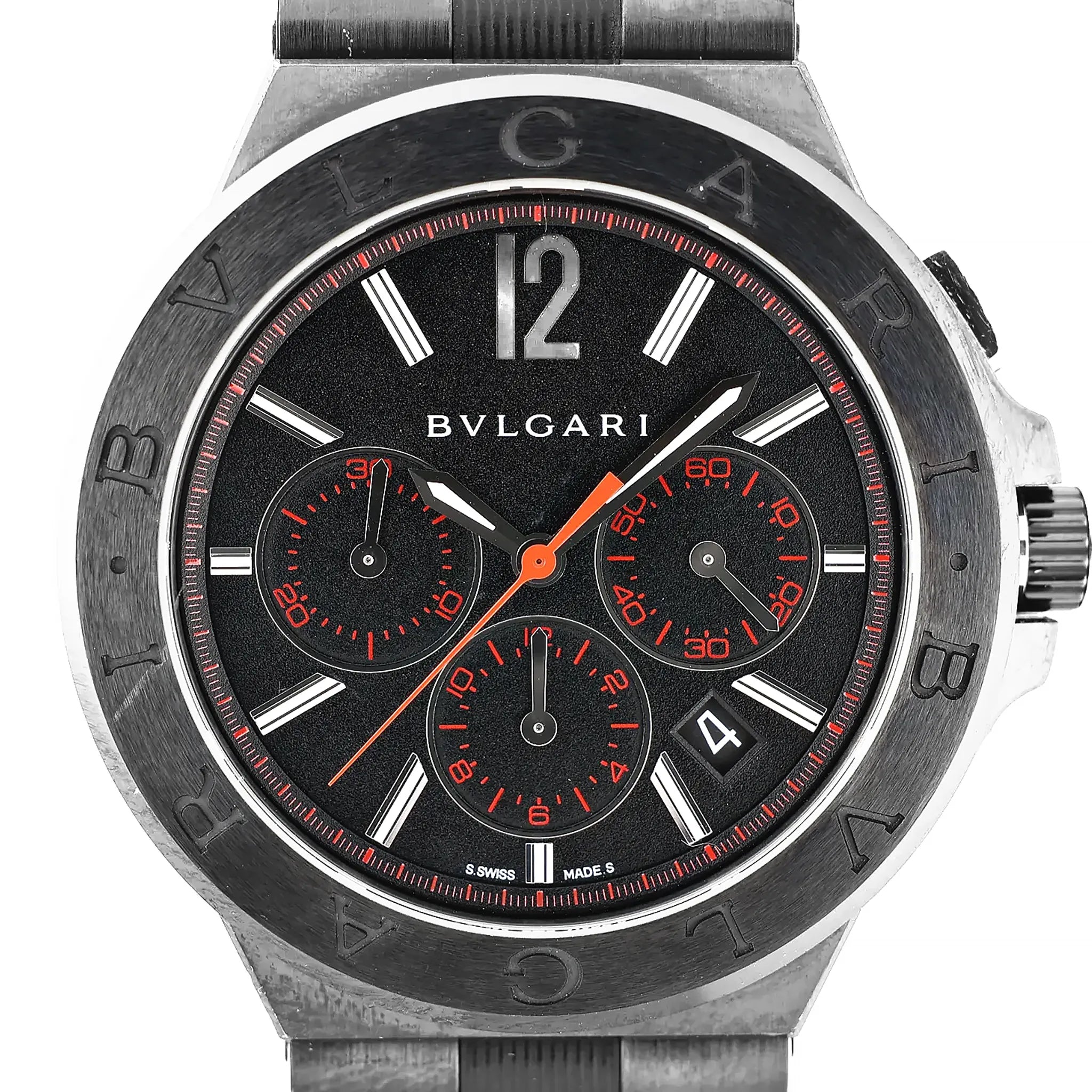 Bvlgari Diagono DG42BSCCH CT1171 SS & Rubber AT Black Dial Watch