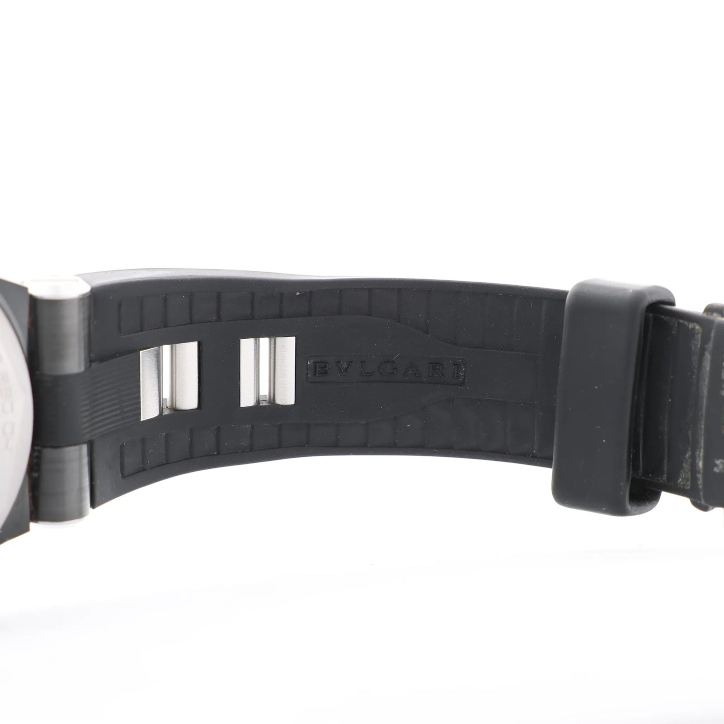 Bvlgari Diagono DG42BSCCH CT1171 SS &amp; Rubber AT Uhr mit schwarzem Zifferblatt