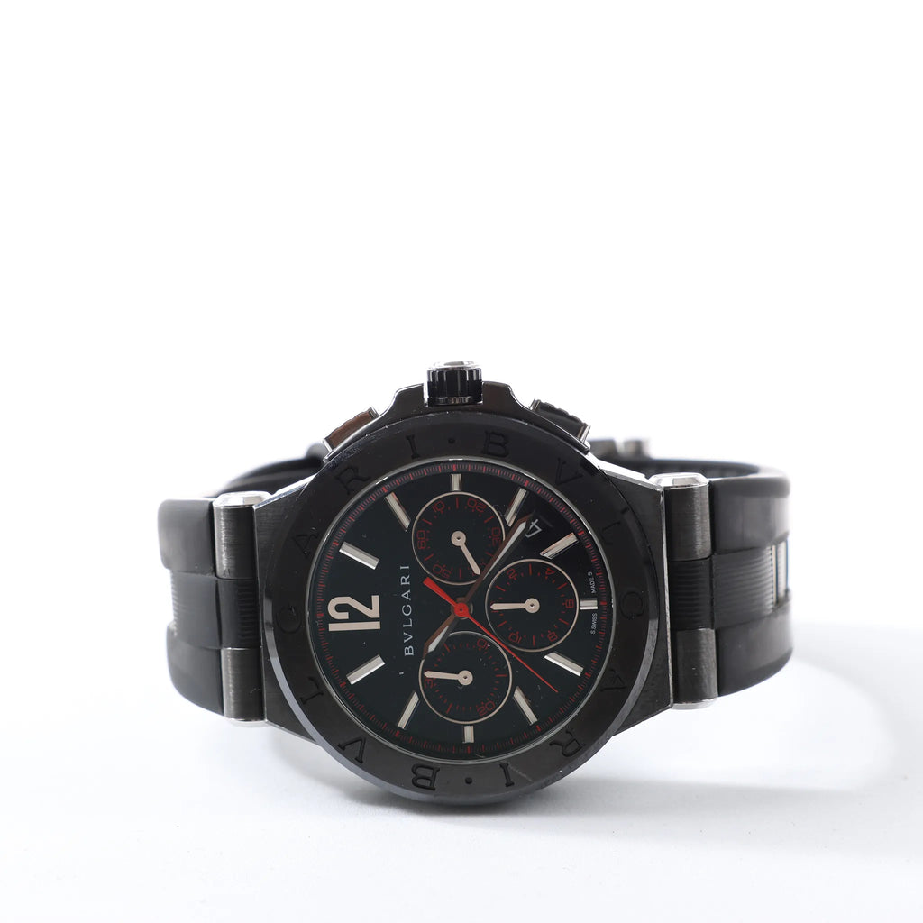 Bvlgari Diagono DG42BSCCH CT1171 SS & Rubber AT Black Dial Watch