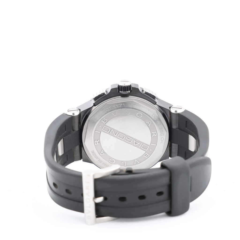 Bvlgari Diagono DG42BSCCH CT1171 SS & Rubber AT Black Dial Watch
