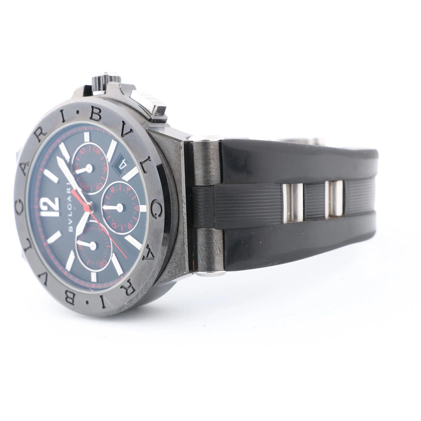 Bvlgari Diagono DG42BSCCH CT1171 SS &amp; Rubber AT Uhr mit schwarzem Zifferblatt