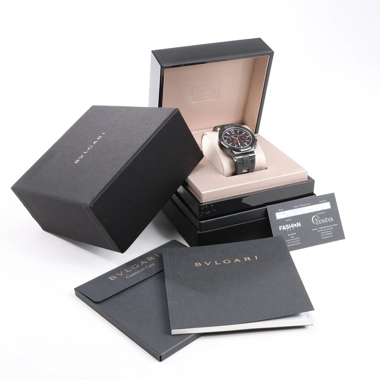 Bvlgari Diagono DG42BSCCH CT1171 SS &amp; Rubber AT Uhr mit schwarzem Zifferblatt