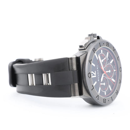Bvlgari Diagono DG42BSCCH CT1171 SS &amp; Rubber AT Uhr mit schwarzem Zifferblatt