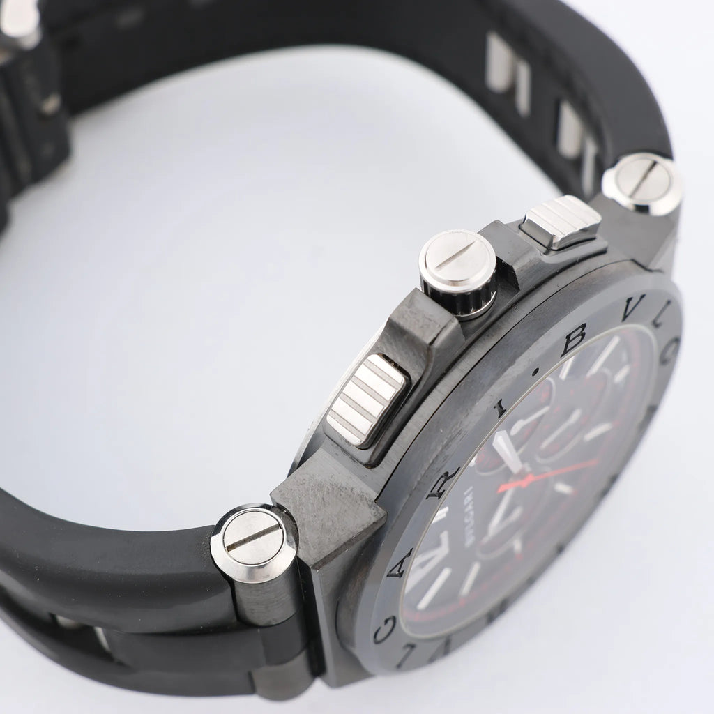 Bvlgari Diagono DG42BSCCH CT1171 SS & Rubber AT Black Dial Watch