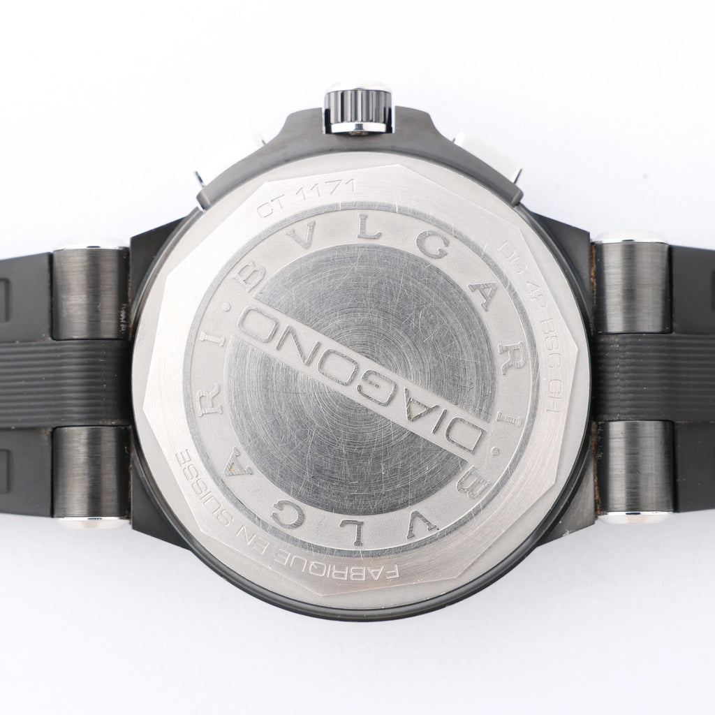 Bvlgari Diagono DG42BSCCH CT1171 SS & Rubber AT Black Dial Watch