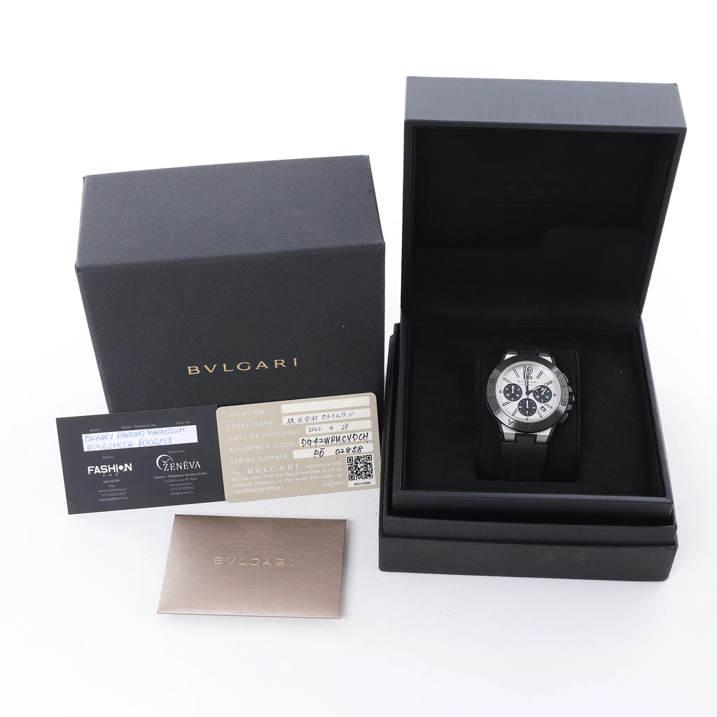 Bvlgari Diagono Magnesium DG42SMCCH PO02858 Magnesium & Rubber AT Watch with Silver Dial