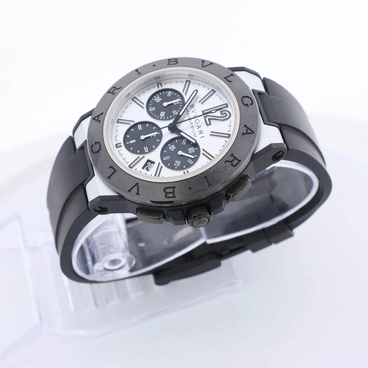 Bvlgari Diagono Magnesium DG42SMCCH PO02858 Magnesium & Rubber AT Watch with Silver Dial
