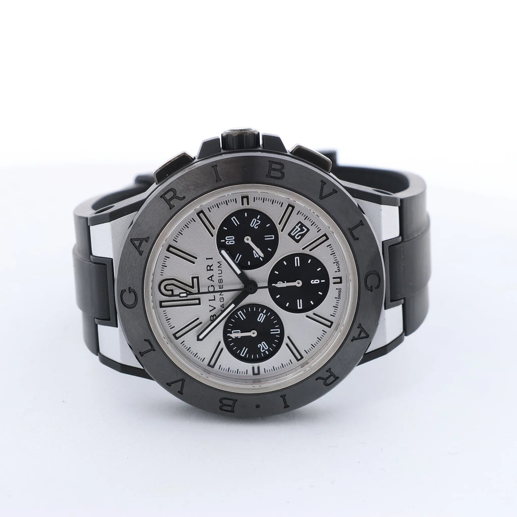 Bvlgari Diagono Magnesium DG42SMCCH PO02858 Magnesium & Rubber AT Watch with Silver Dial