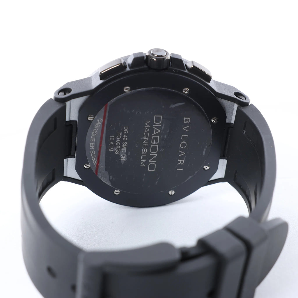 Bvlgari Diagono Magnesium DG42SMCCH PO02858 Magnesium & Rubber AT Watch with Silver Dial