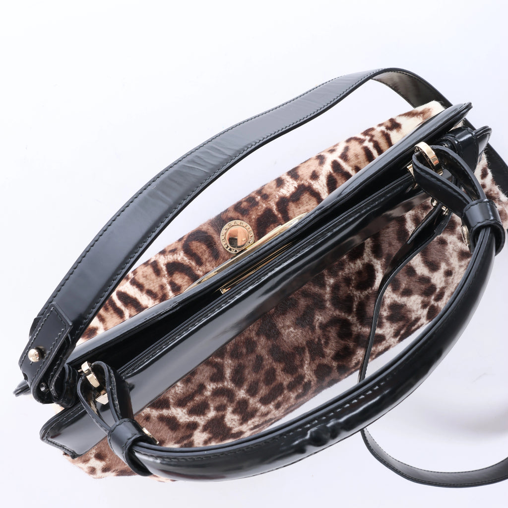 Bolso de mano BVLGARI ALBA de piel de dos vías, rosa y negro