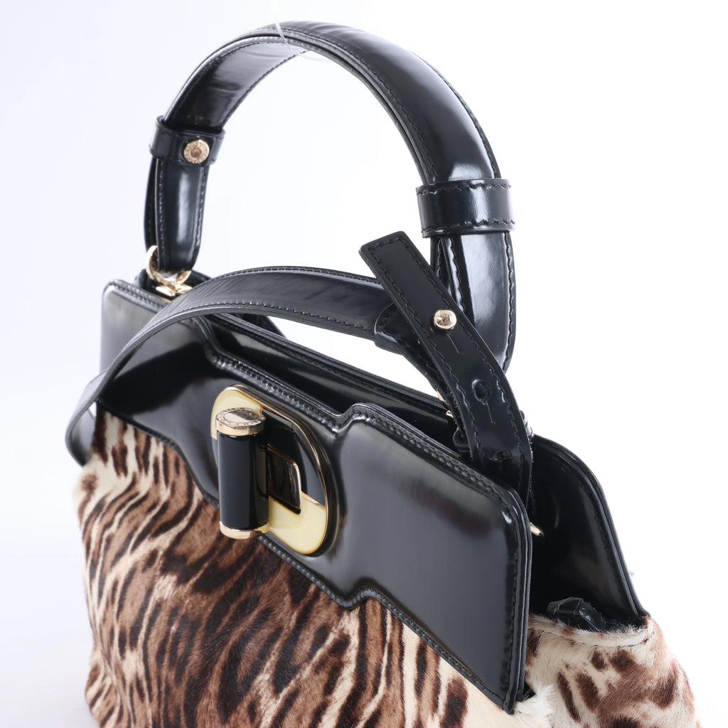 Bolso de mano BVLGARI ALBA de piel de dos vías, rosa y negro