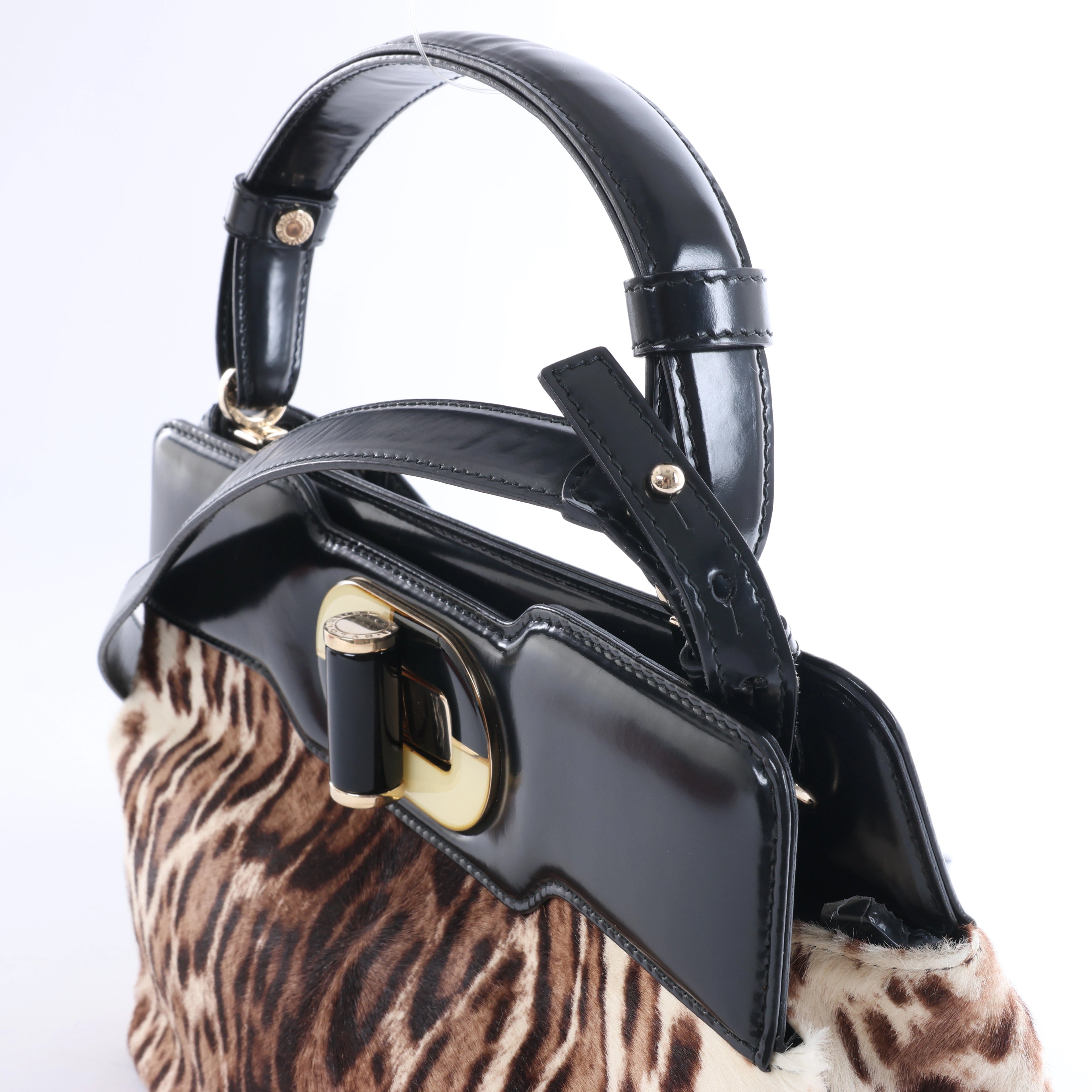 Bolso de mano BVLGARI ALBA de piel de dos vías, rosa y negro