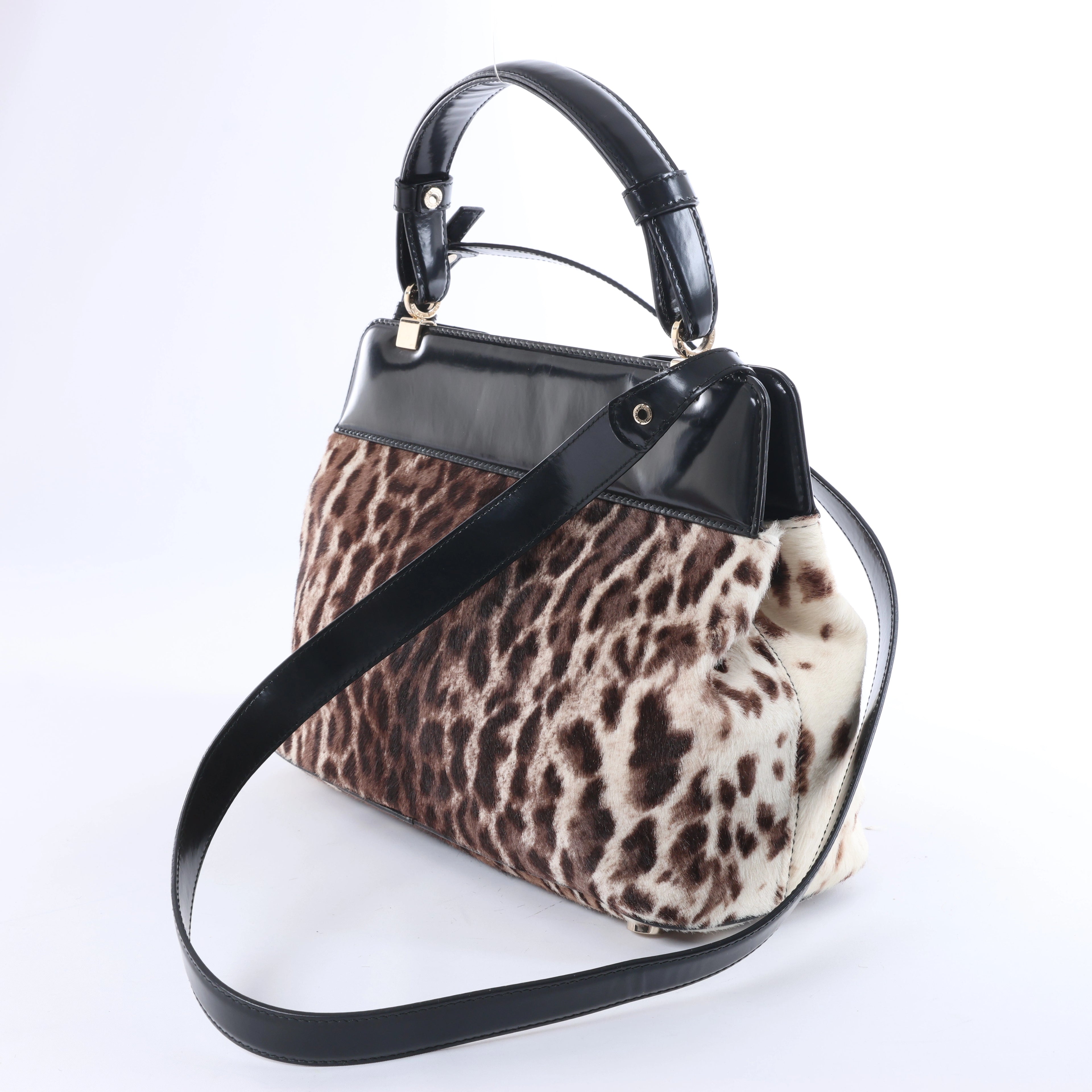 Bolso de mano BVLGARI ALBA de piel de dos vías, rosa y negro