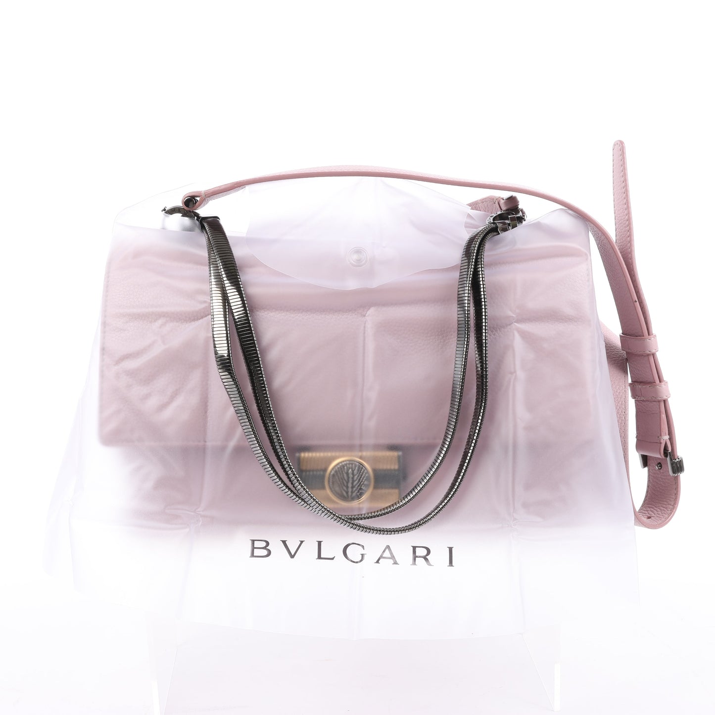 Sac à bandoulière BVLGARI Monete en cuir rose