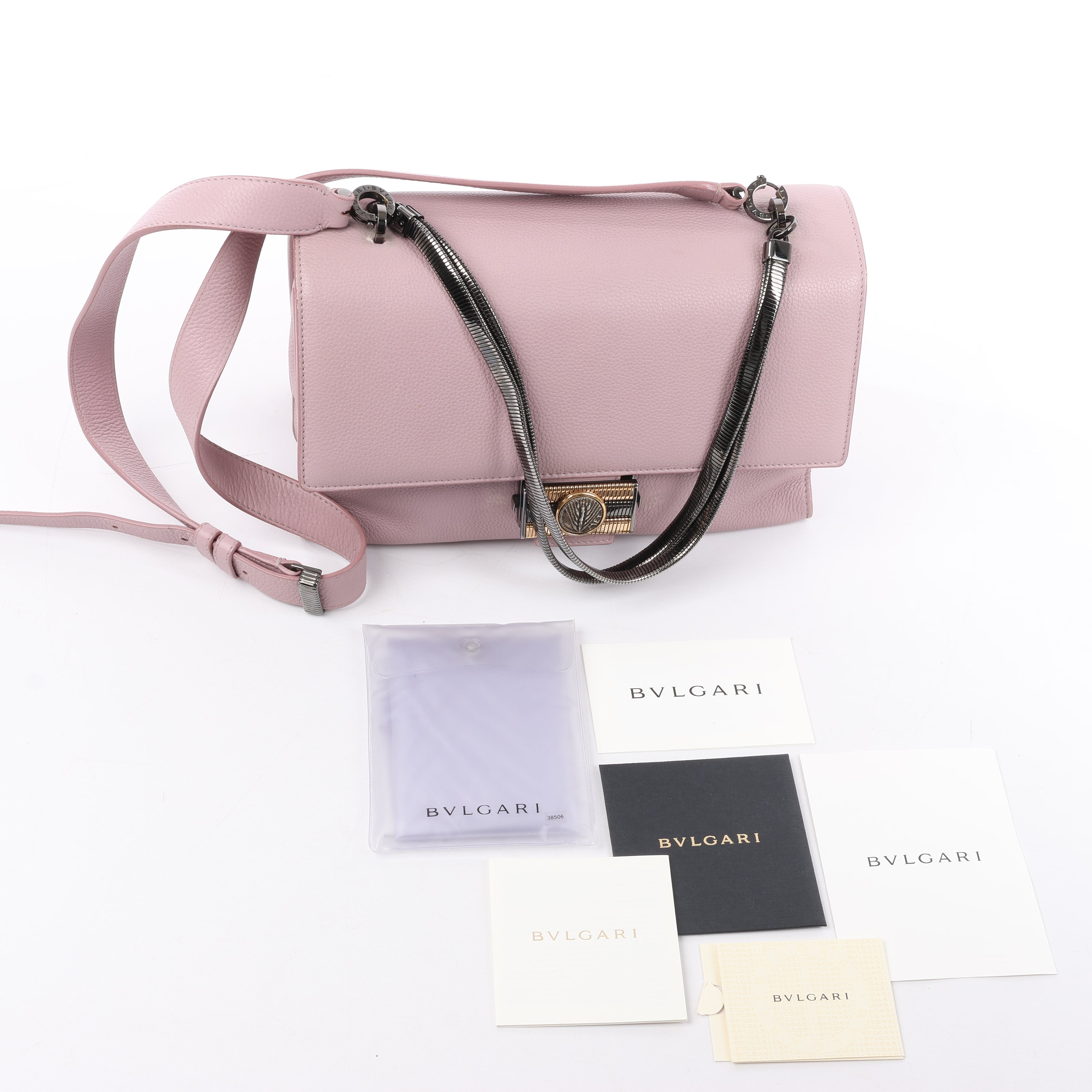 BVLGARI Monete Leather 2Way Shoulder Bag in Pink
