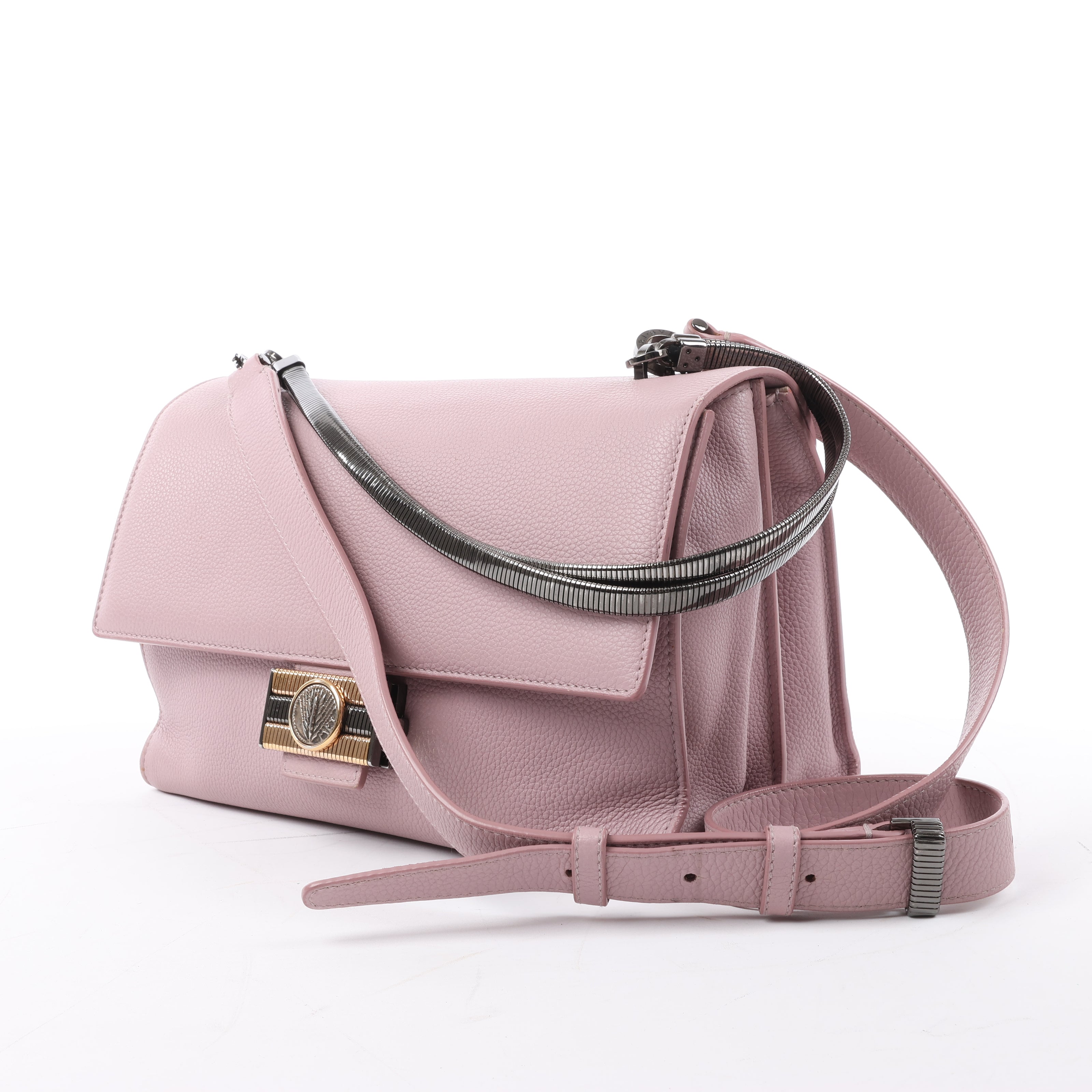 BVLGARI Monete Leather 2Way Shoulder Bag in Pink