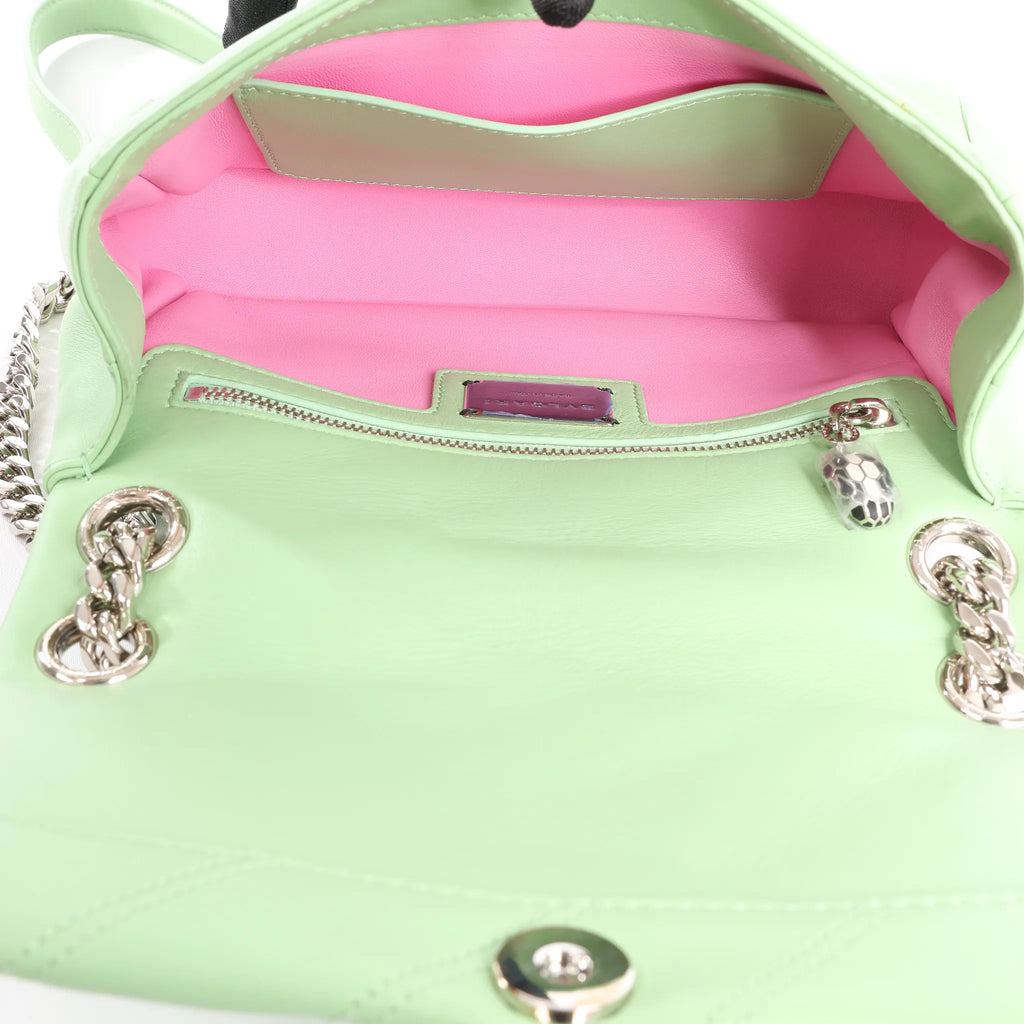 BVLGARI Serpenti Cabochon Leather Chain Crossbody Bag in Green