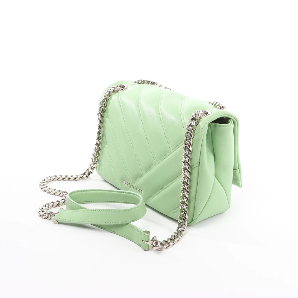 BVLGARI Serpenti Cabochon Leather Chain Crossbody Bag in Green