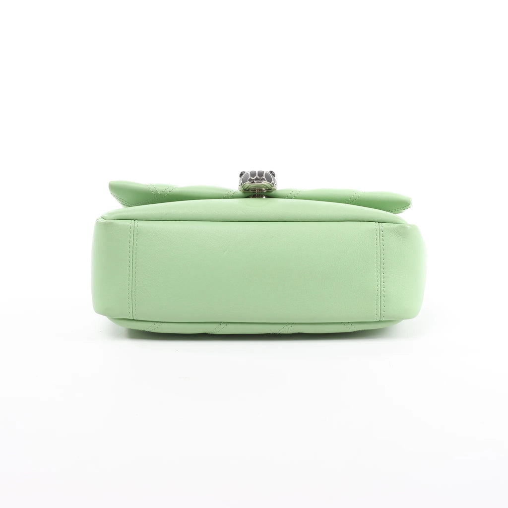 BVLGARI Serpenti Cabochon Leather Chain Crossbody Bag in Green