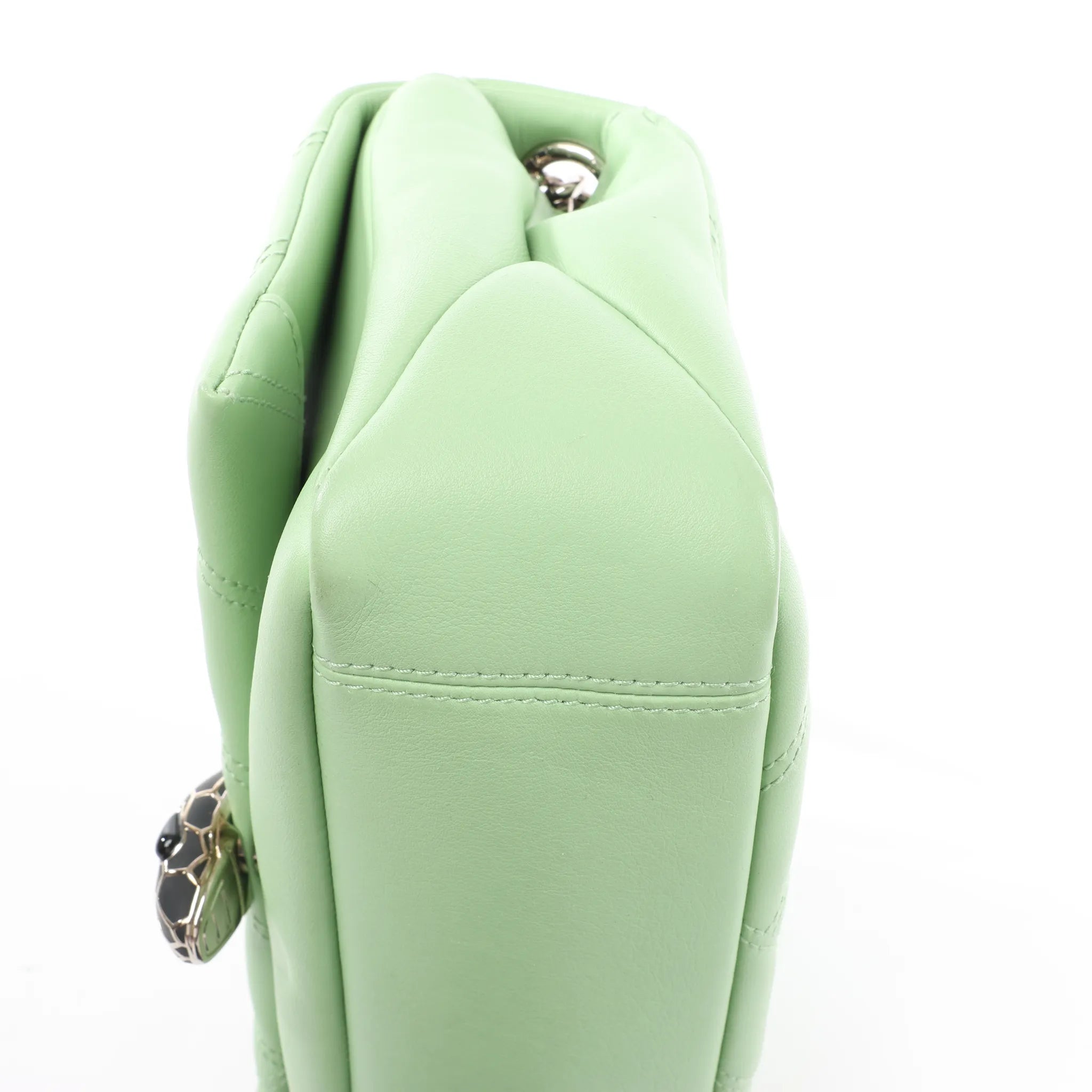 BVLGARI Serpenti Cabochon Leather Chain Crossbody Bag in Green