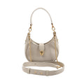 Gray Bvlgari Serpenti Ellipse leather shoulder bag with rounded silhouette, slim top strap and gold-tone snake-head front closure.