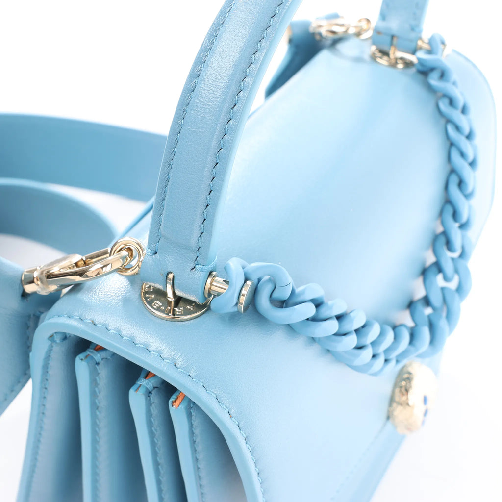 BVLGARI Serpenti Forever Leather Chain 2Way Handbag in Blue