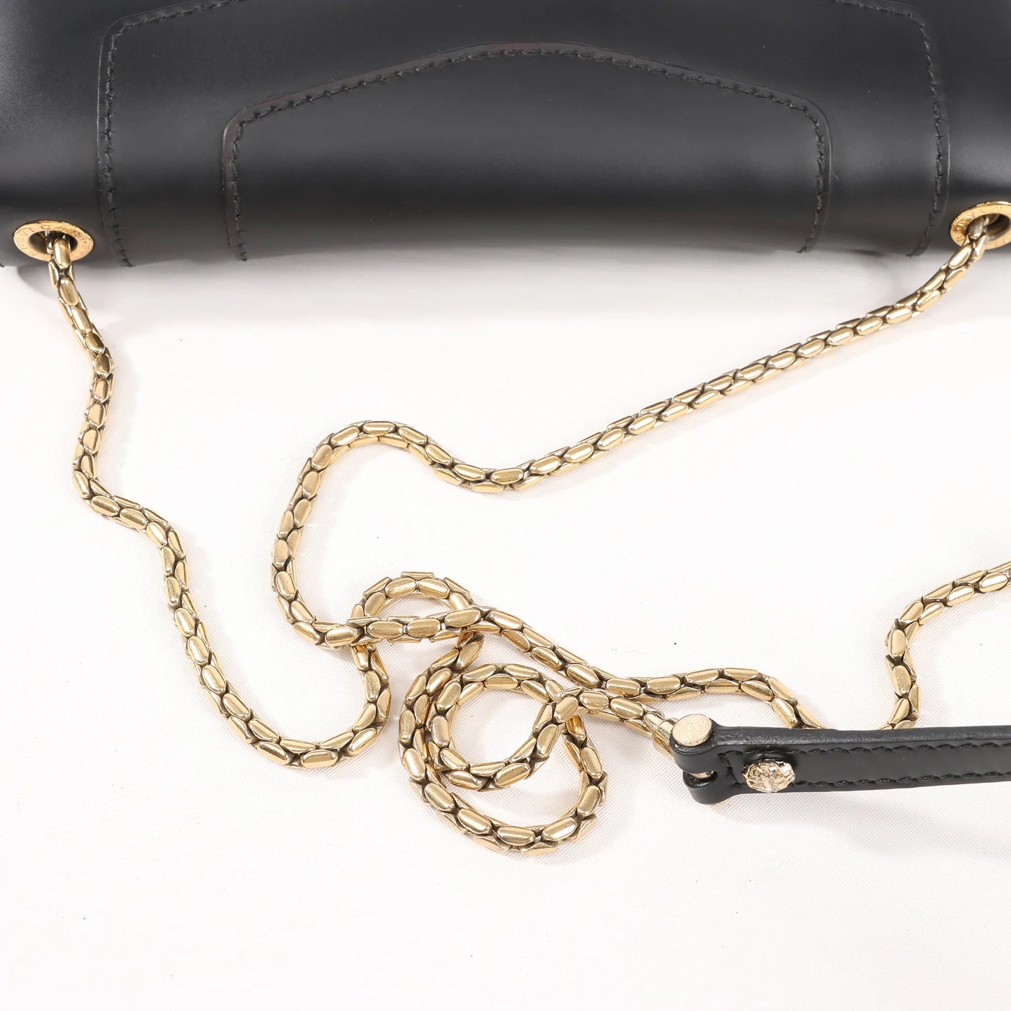 BVLGARI Serpenti Forever Leather Chain Shoulder Bag in Black