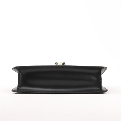 BVLGARI Serpenti Forever Leather Chain Shoulder Bag in Black