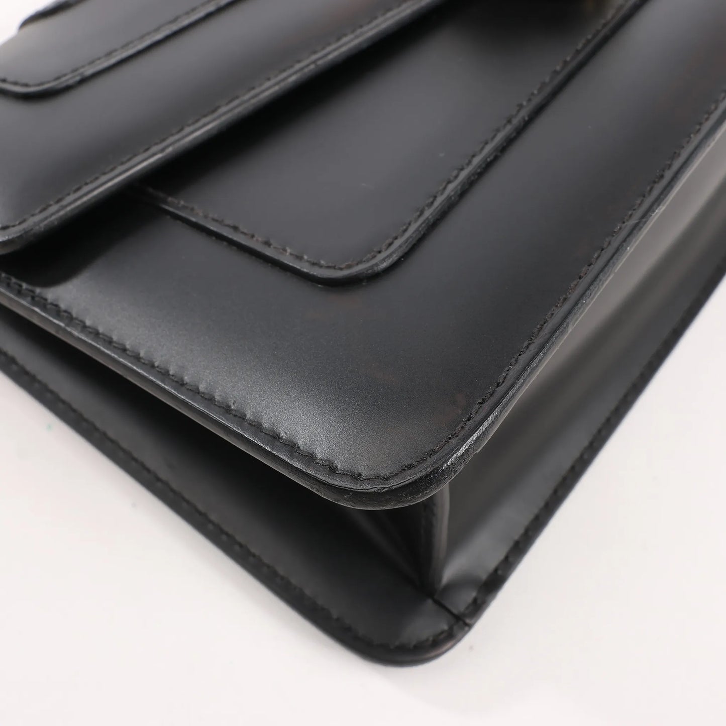 BVLGARI Serpenti Forever Leather Chain Shoulder Bag in Black