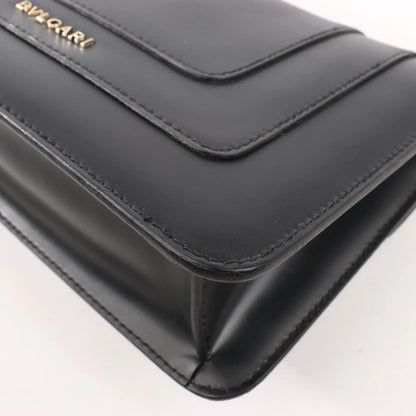 BVLGARI Serpenti Forever Leather Chain Shoulder Bag in Black