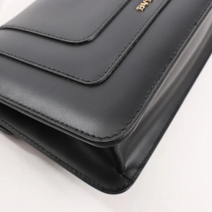 BVLGARI Serpenti Forever Leather Chain Shoulder Bag in Black