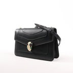 BVLGARI Serpenti Forever Leather Chain Shoulder Bag in Black